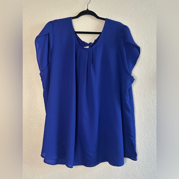 Torrid Women's Top Blouse Royal Blue Elegant plus size 4 with Open cuff Sleeve - Picture 1 of 7